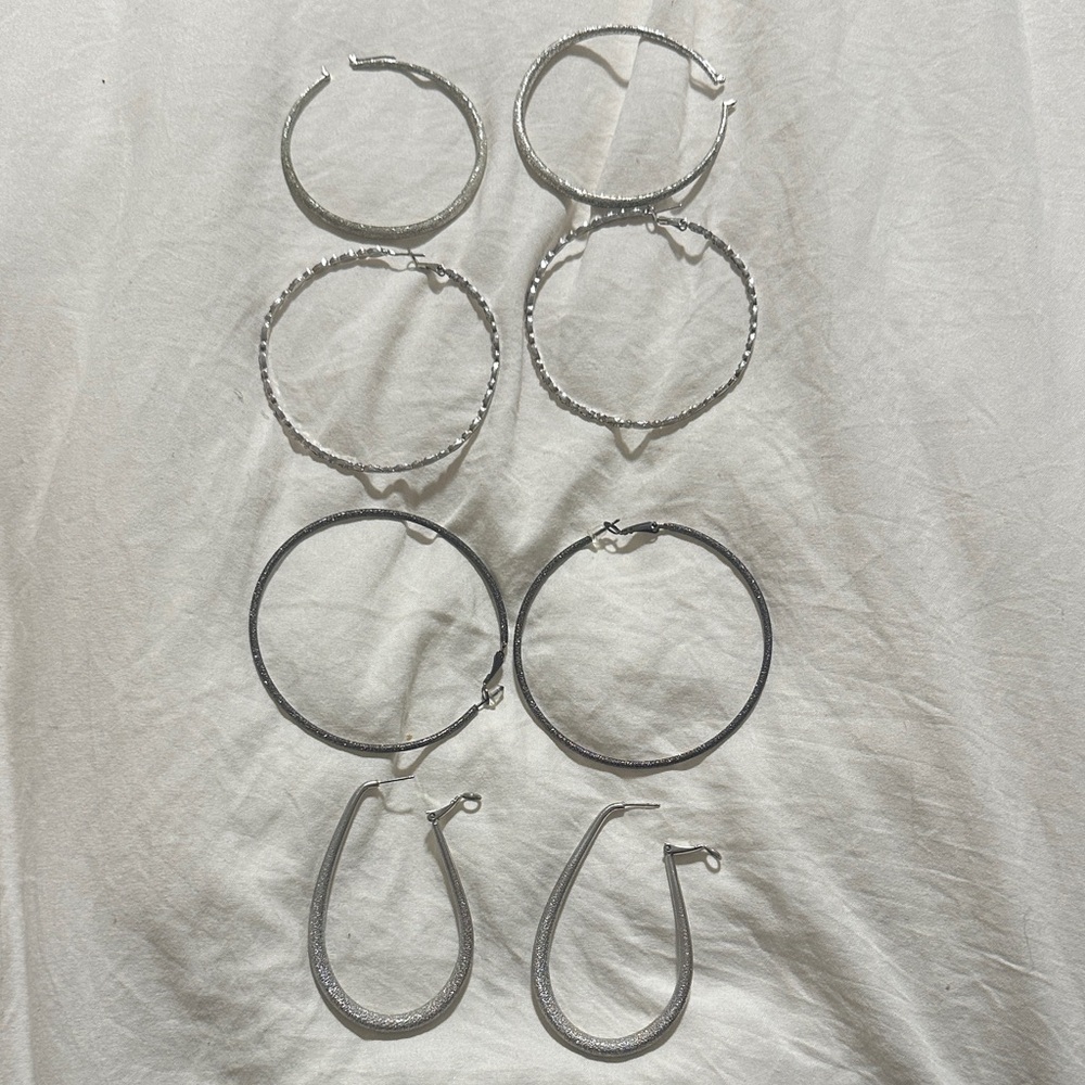 Set of 4 sterling sliver and marquisate Sparkle hoops!